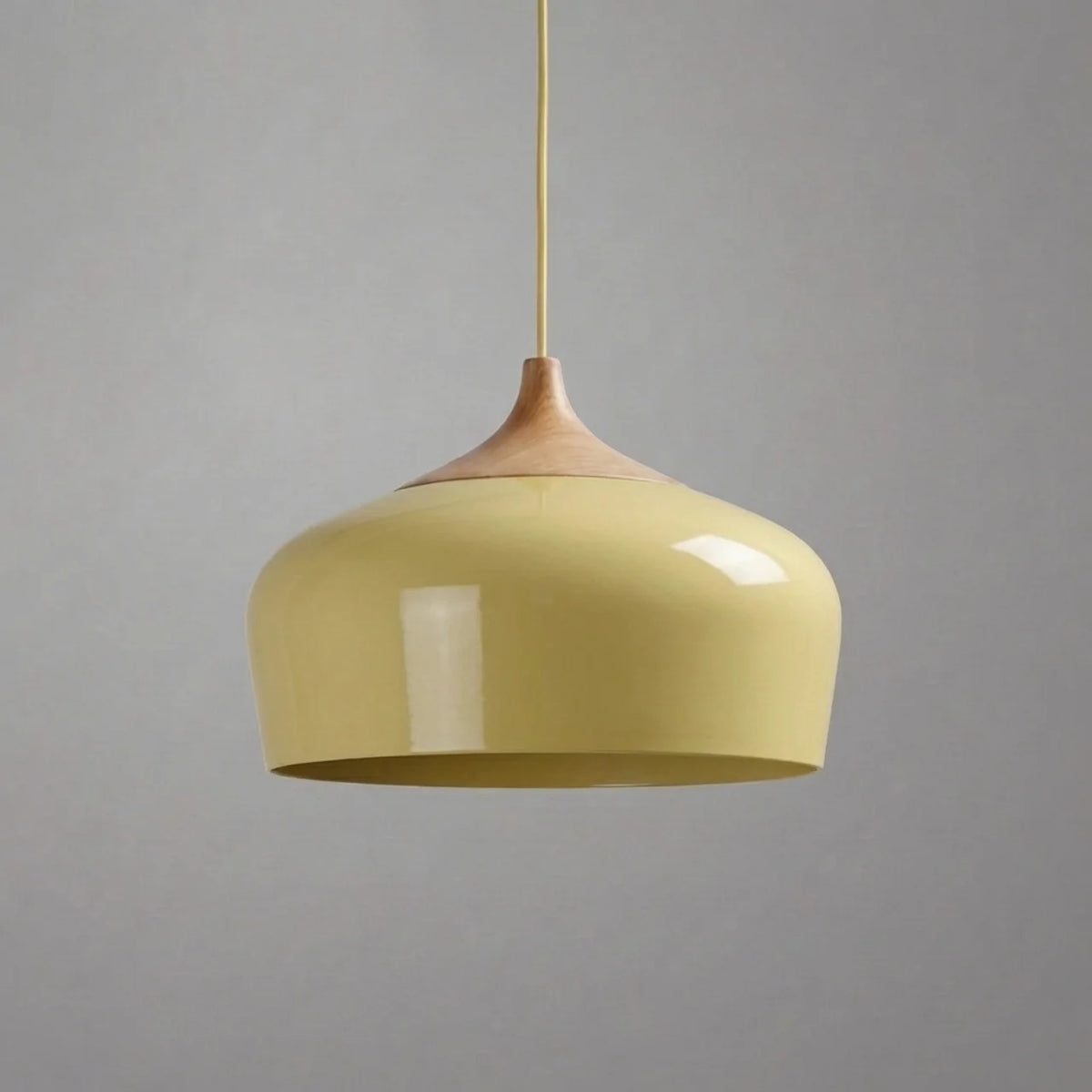 Pendant Light Metal and Wood with Sculptural Shape Design