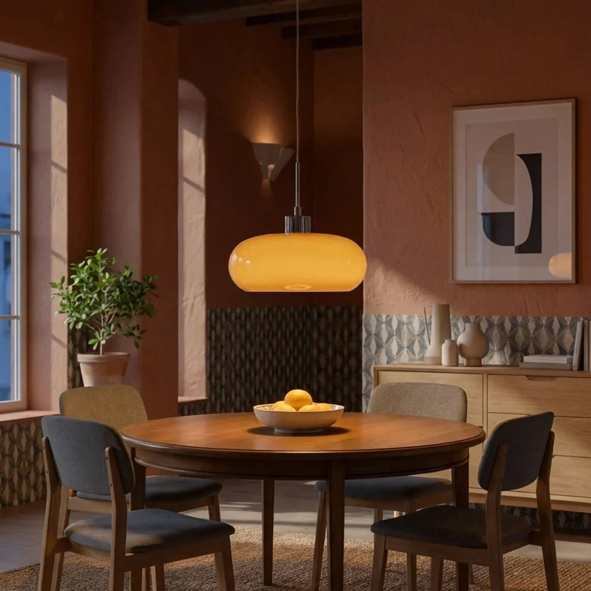 Compact Bauhaus Glass Pendant Light
