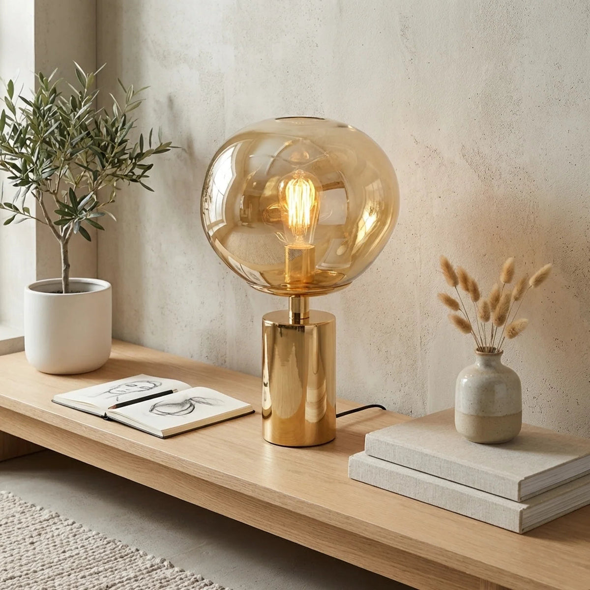 Irregular Metallic Globe Table Lamp