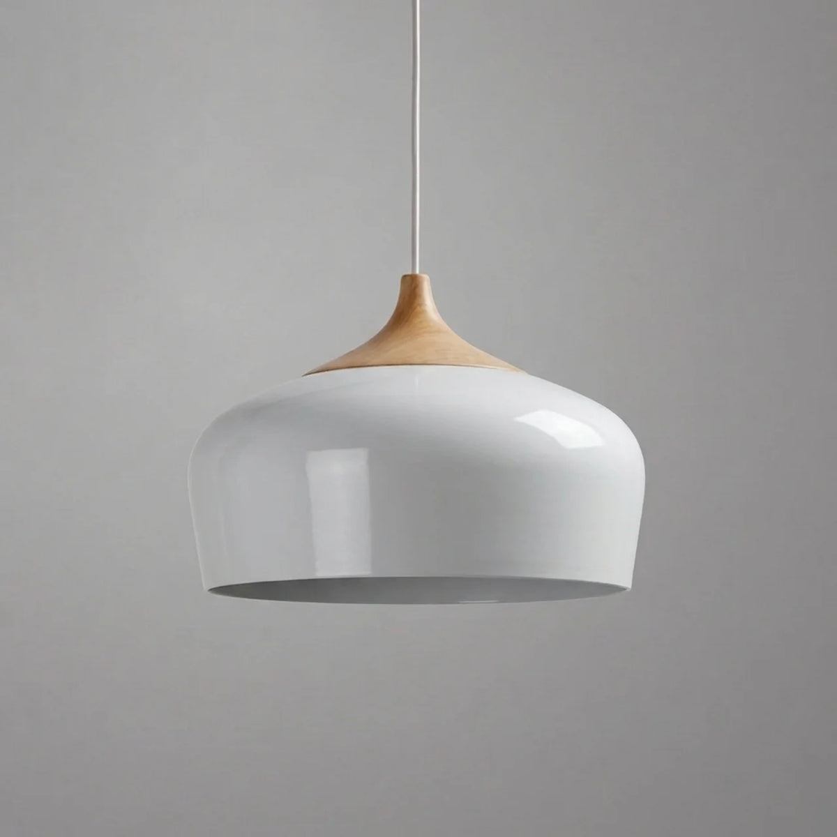 Pendant Light Metal and Wood with Sculptural Shape Design
