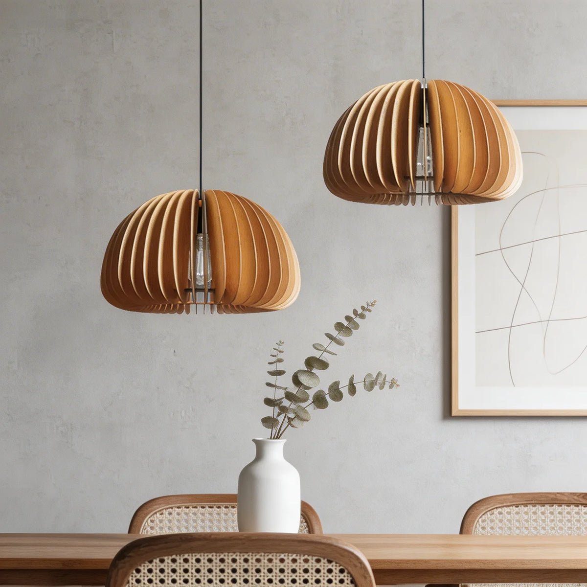 Rounded Sculptural Zen Wood Pendant