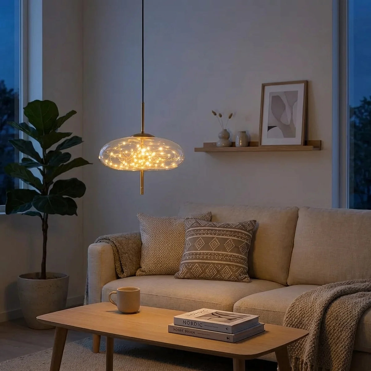Glass Cylinder and Oval Pendant Light