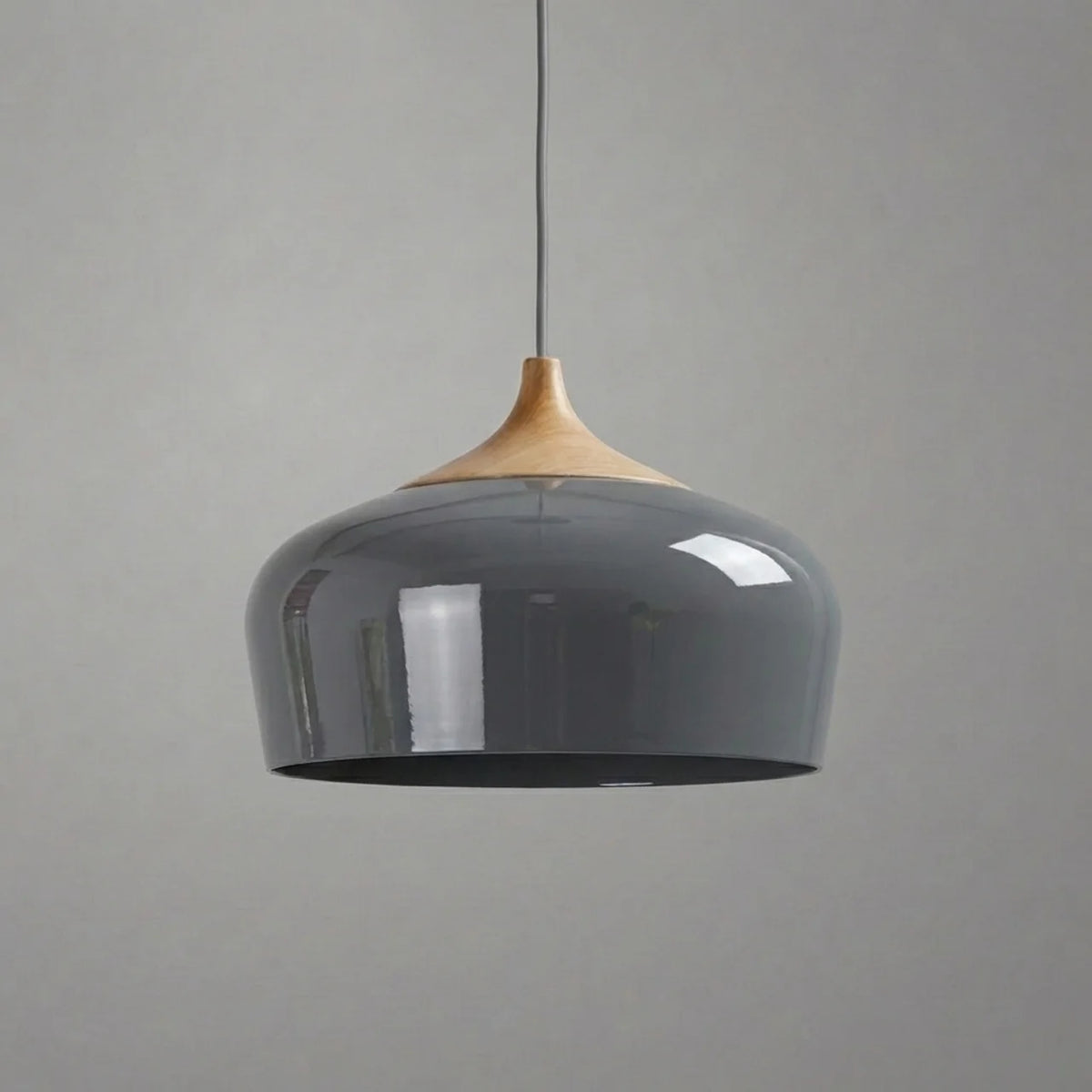 Pendant Light Metal and Wood with Sculptural Shape Design