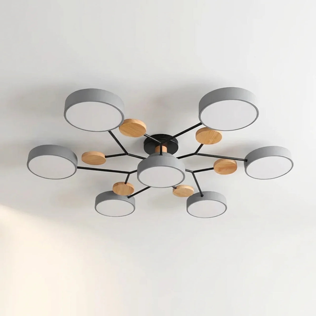 Flush Mount Ceiling Light Branch Design with Wood Accents