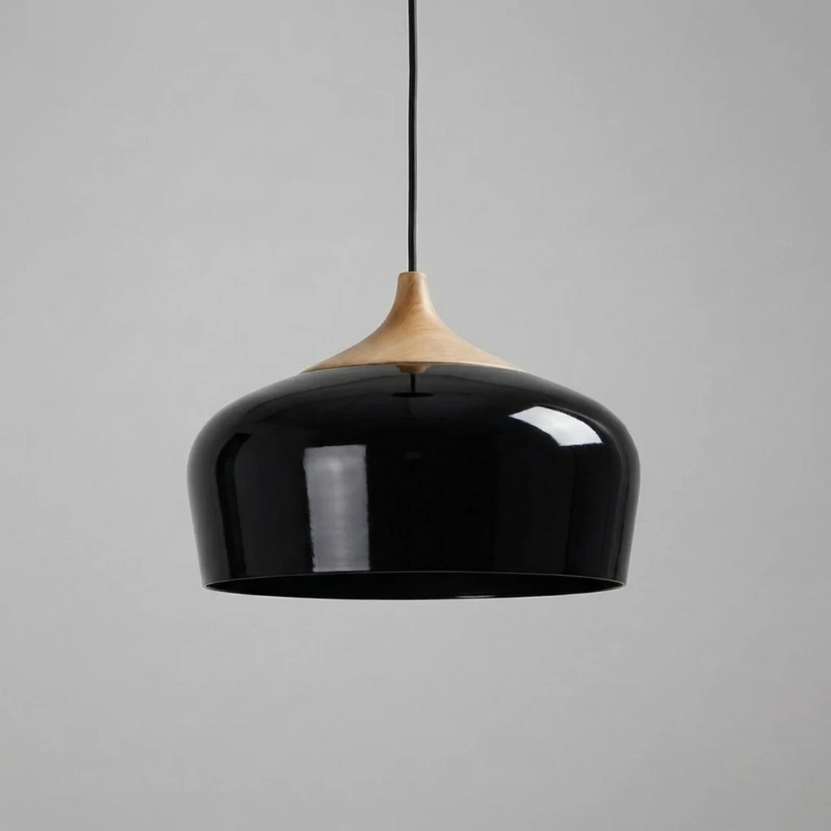Pendant Light Metal and Wood with Sculptural Shape Design