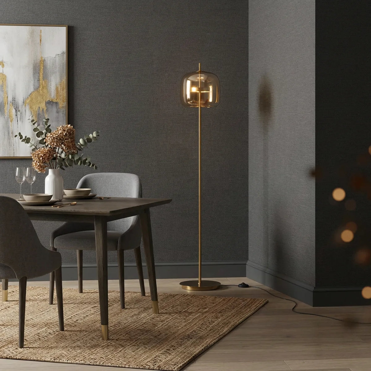 Smoked Glass Floor Lamp