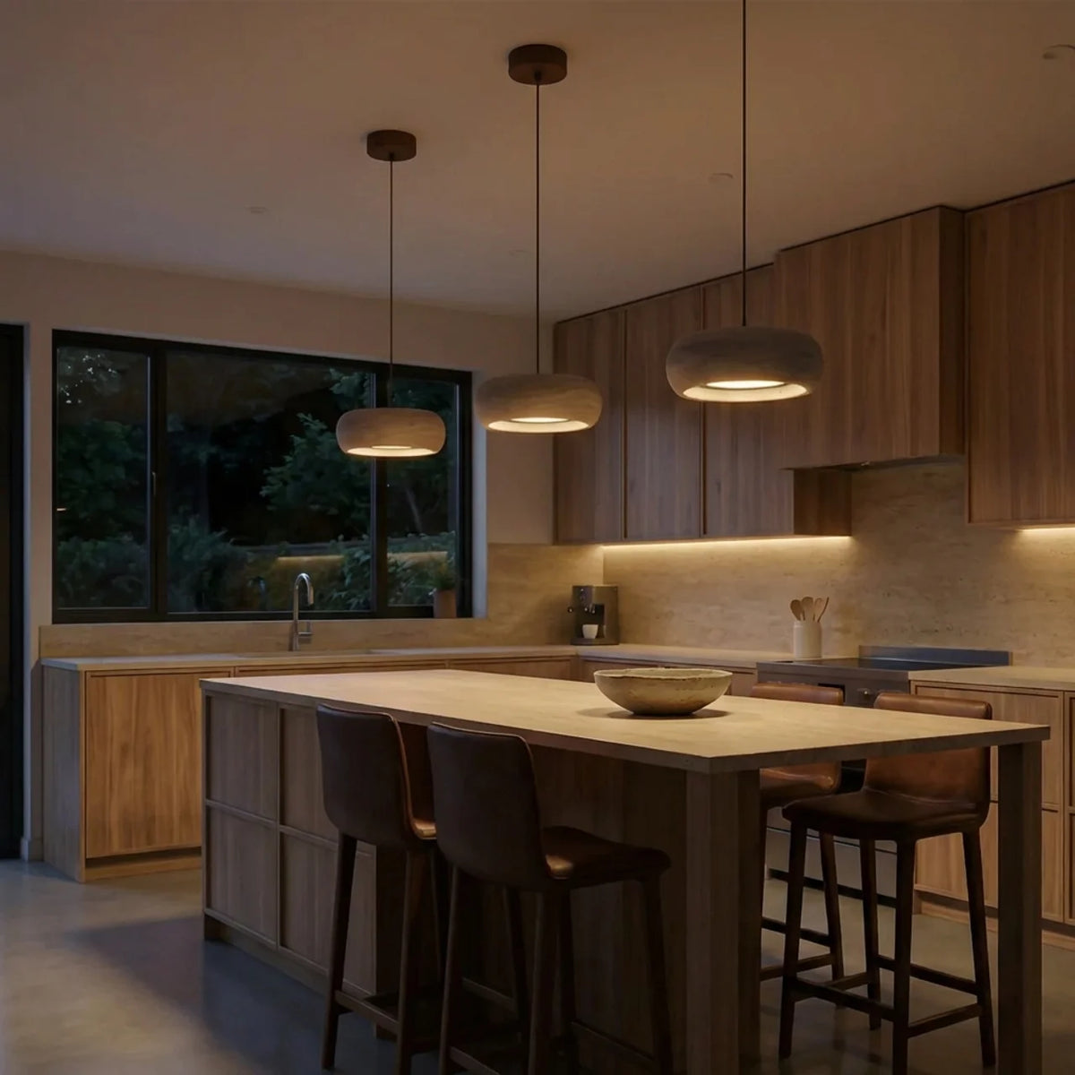 Travertine Pendant Light with Integrated LED