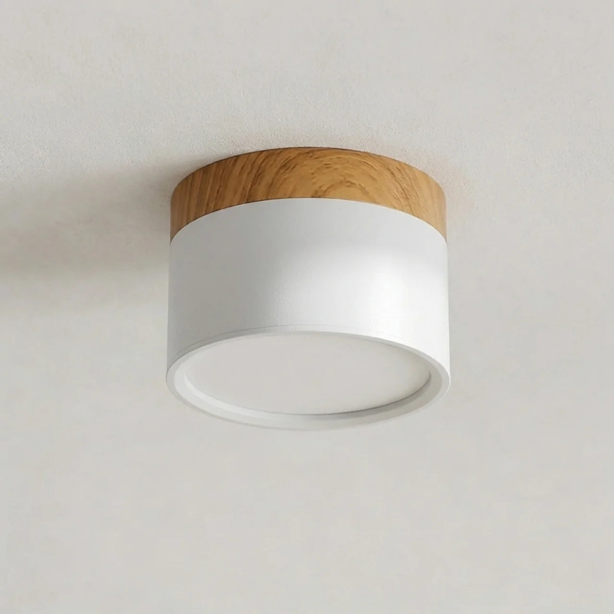 Flush Mount Ceiling Light Solid Colour Wood Accent with Integrated LED