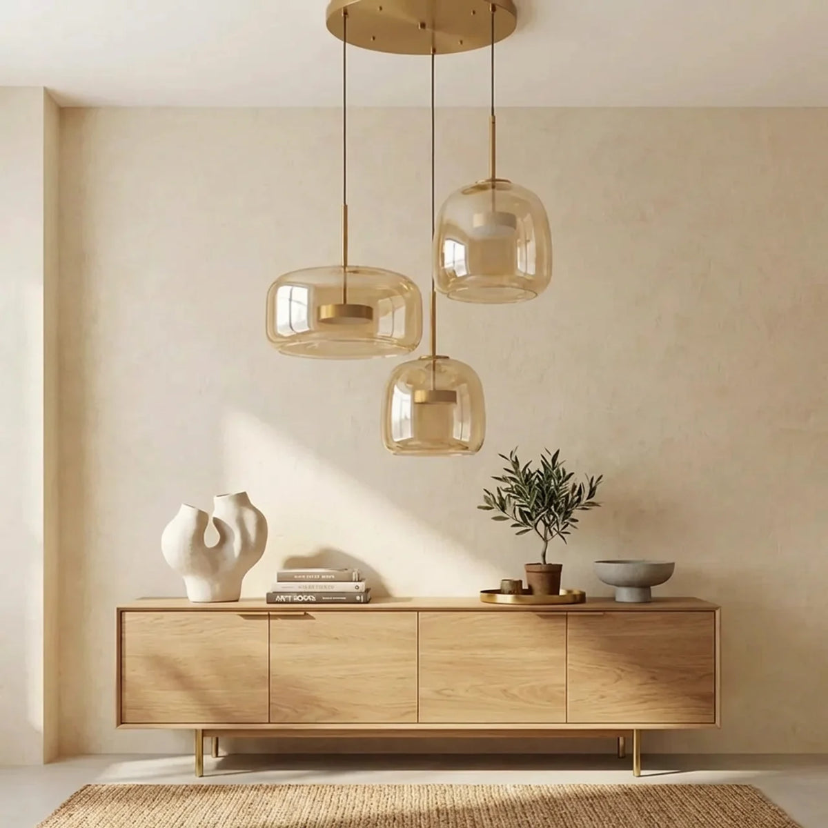 Smoked Glass Multi Pendant Light with Integrated LED