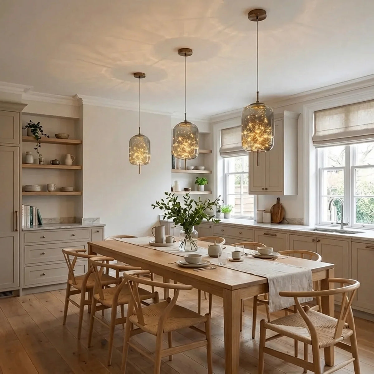Glass Cylinder and Oval Pendant Light