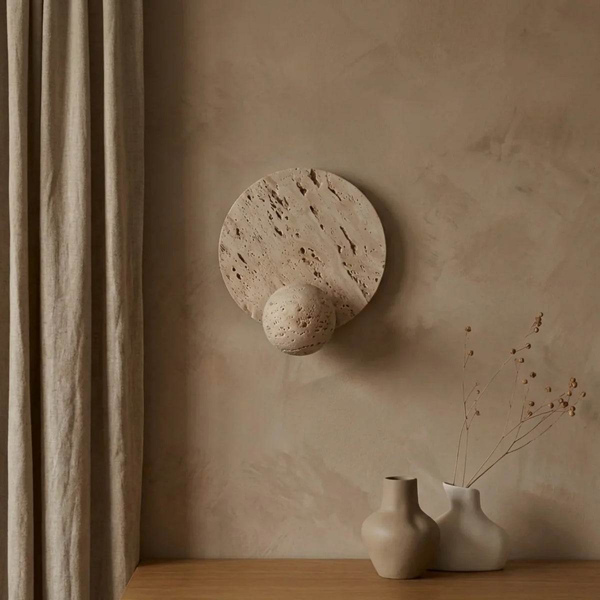 Travertine Wall Sconce with Integrated LED