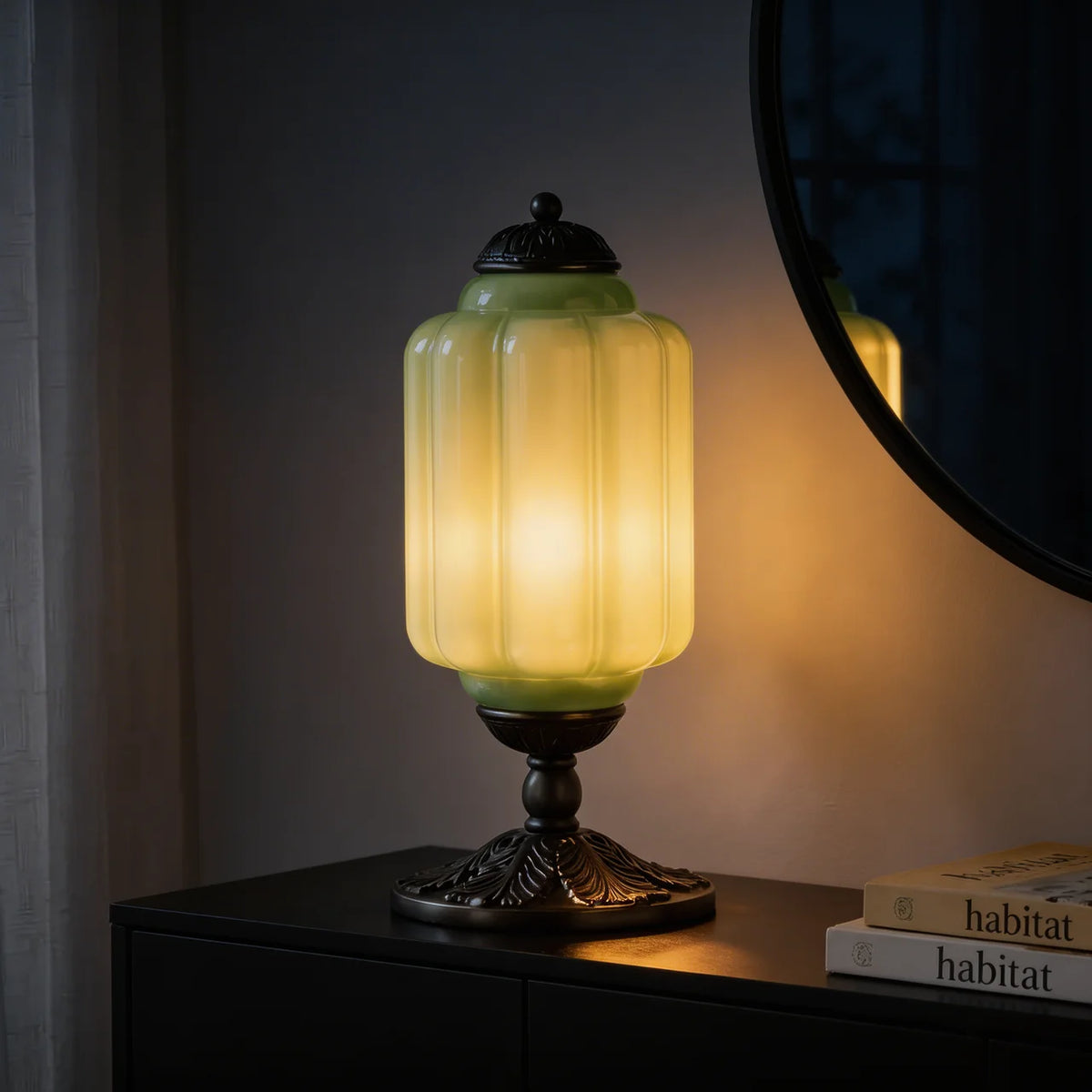 Vintage French Retro Cream Glass Textured Table Lamp