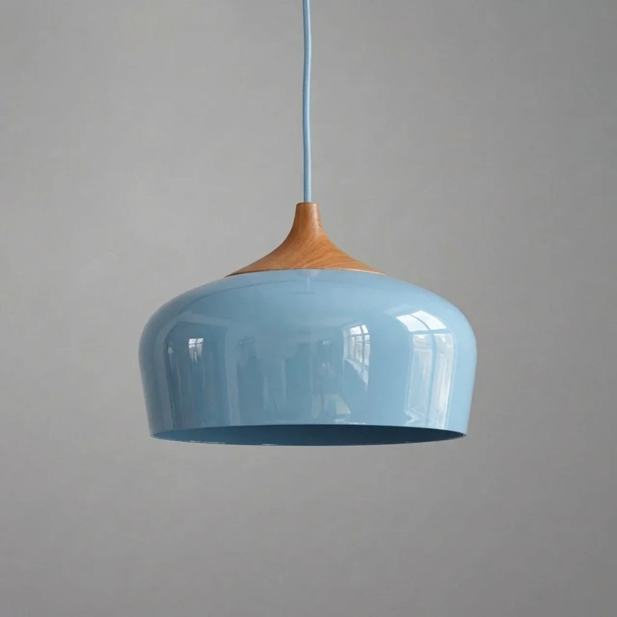 Pendant Light Metal and Wood with Sculptural Shape Design