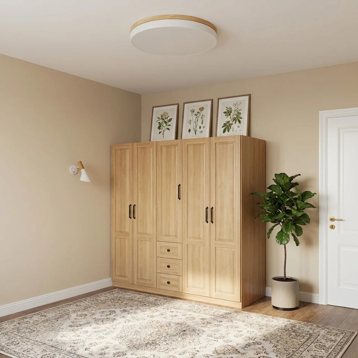 Flush Mount Ceiling Light Ultra Thin LED with Wood Trim