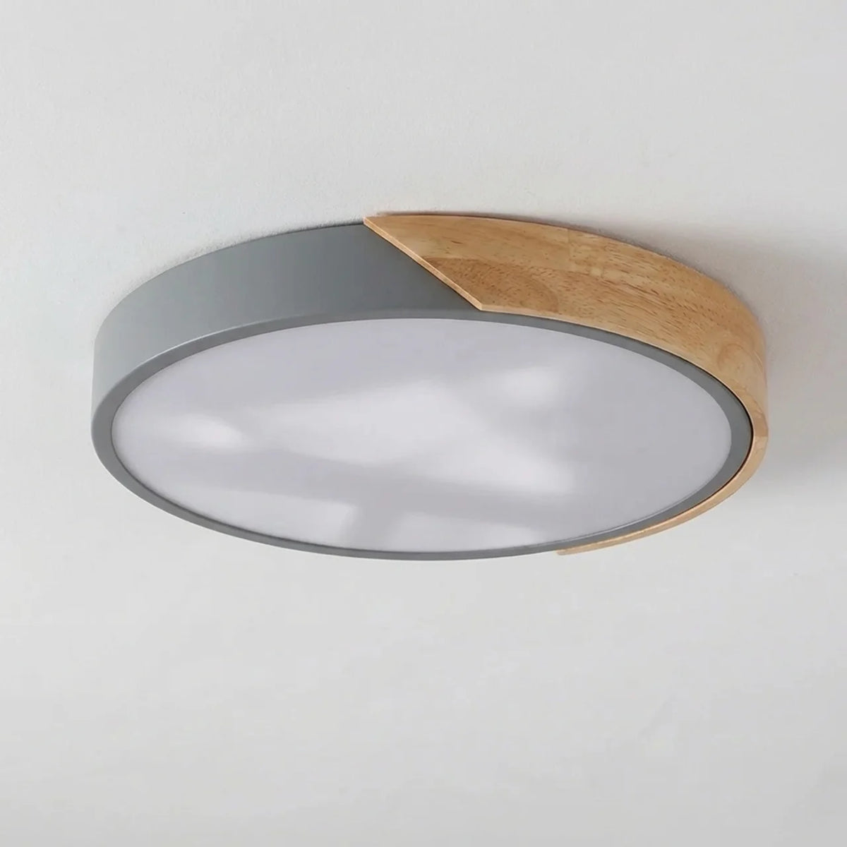 Wood Flush Mount Ceiling Light Round LED Design