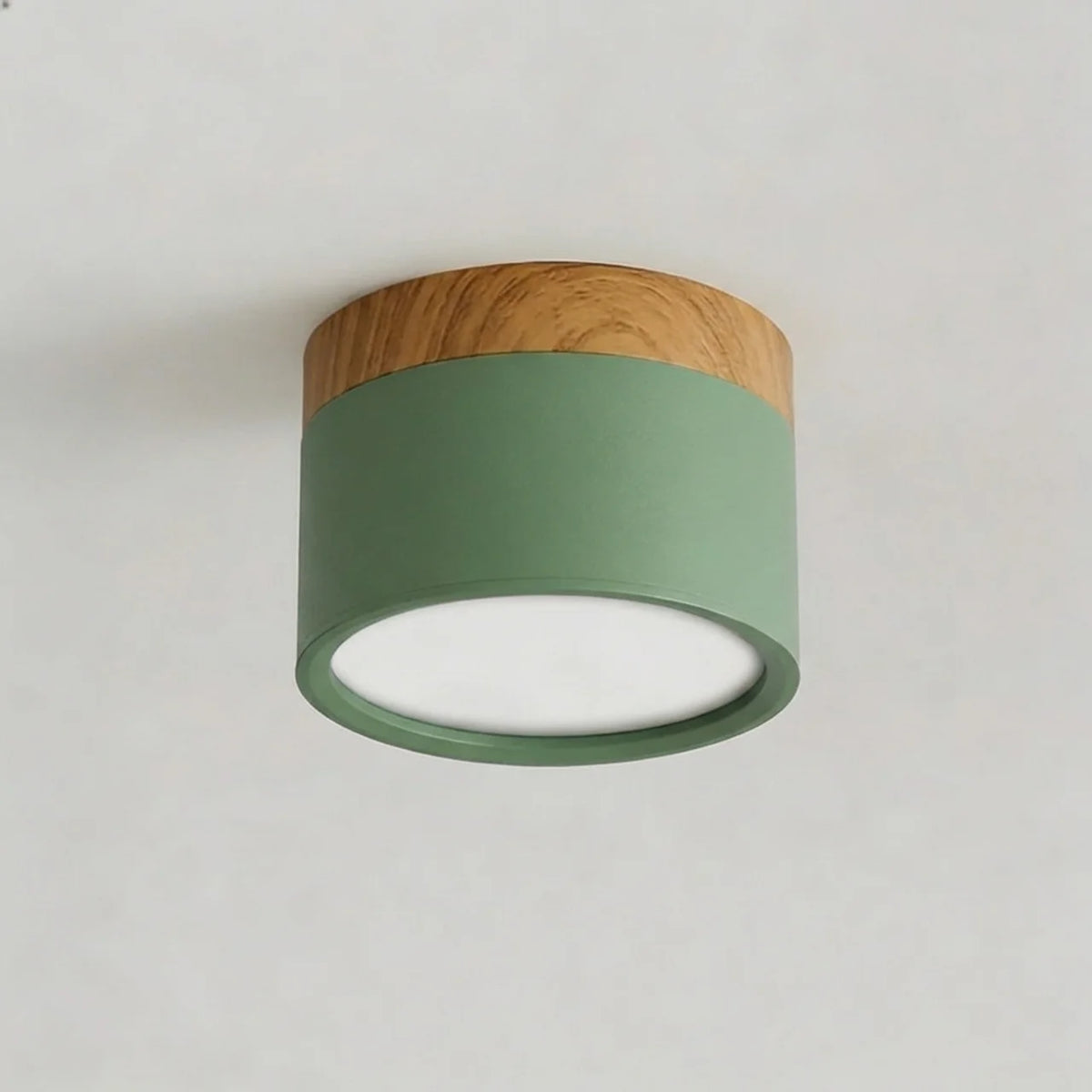 Flush Mount Ceiling Light Solid Colour Wood Accent with Integrated LED