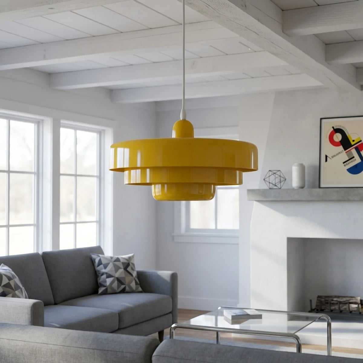 Tiered Glass Pendant Light Bauhaus Style