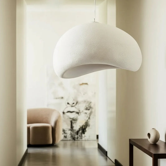Organic Stone-Form Fabric Pendant Light