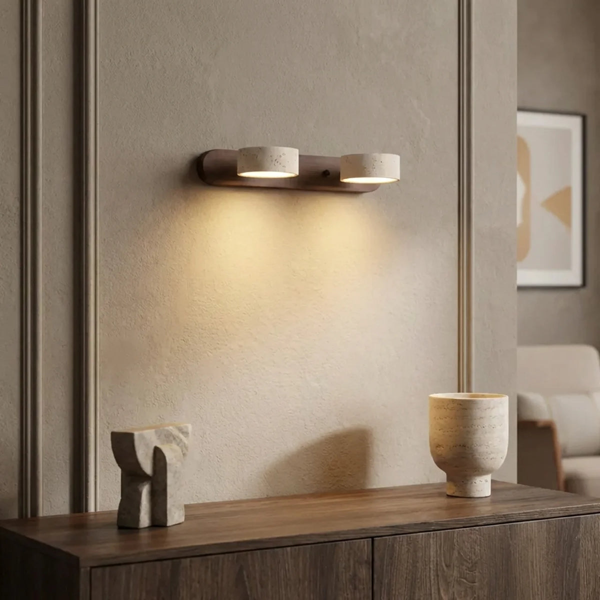 Travertine Wall Light with Integrated LED