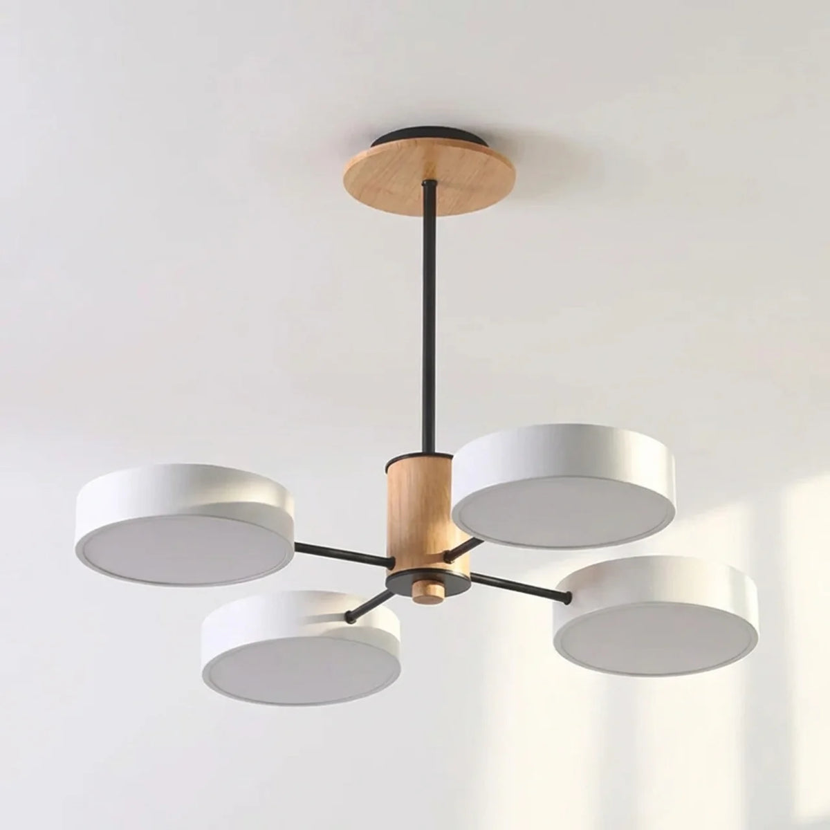 Multi-Arm LED Ceiling Light with Metal and Wood Frame