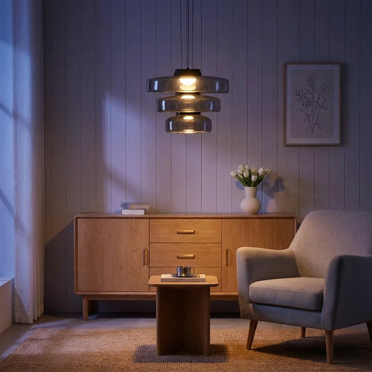 Tiered Glass Pendant Light with Integrated LED, Bauhaus Style