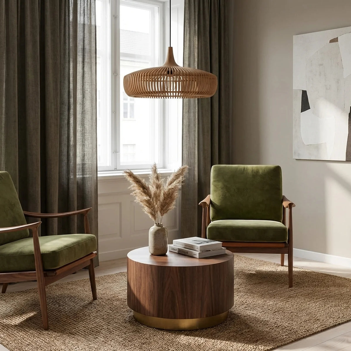 Minimalist Wooden Dome Pendant Light