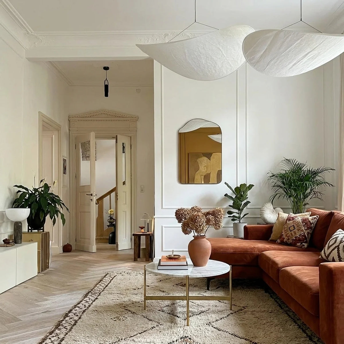 Sculptural Silk Multi-Light Pendant Cluster