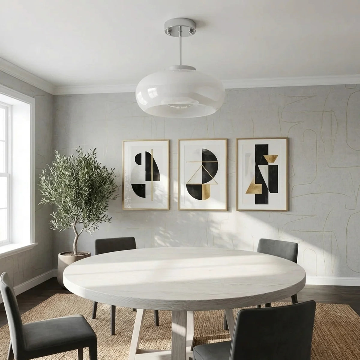 Bauhaus Glass Ceiling Light, Disc Form
