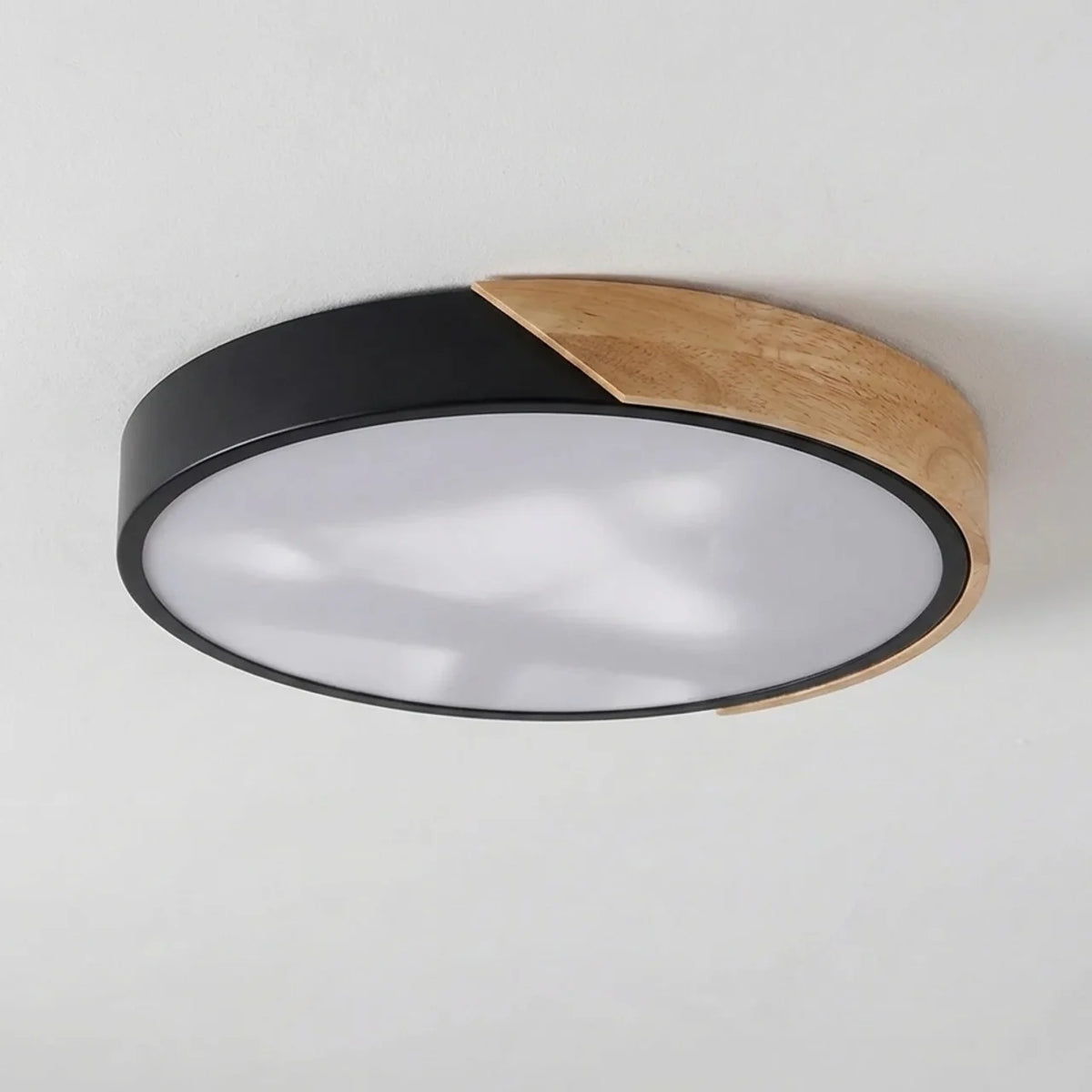 Wood Flush Mount Ceiling Light Round LED Design