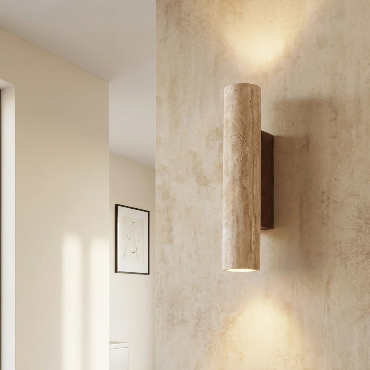 Travertine Vertical Wall Light with Up-Down LED