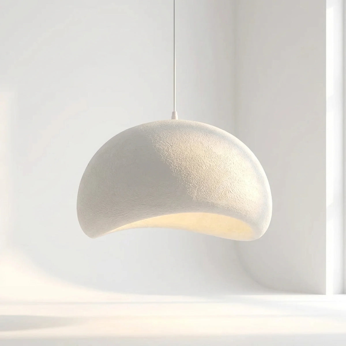 Organic Stone-Form Fabric Pendant Light