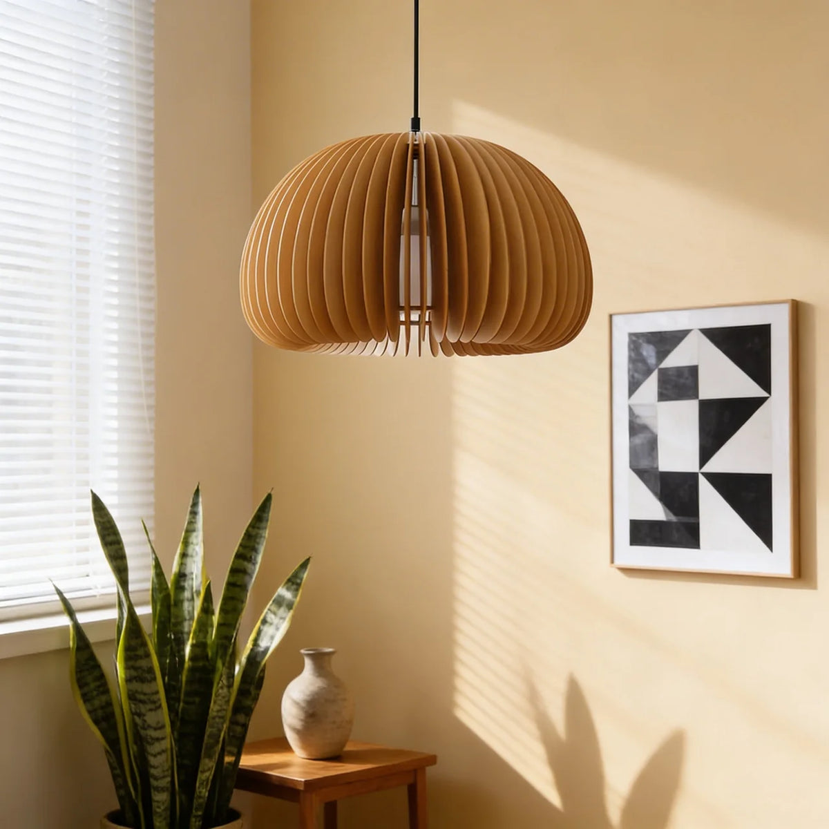 Rounded Sculptural Zen Wood Pendant