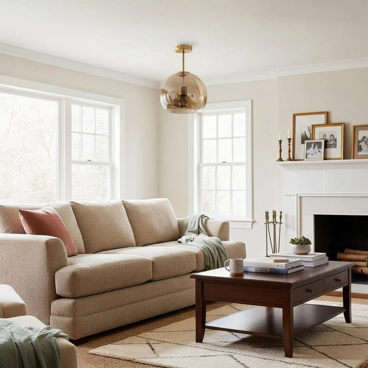 Glass Ceiling Light with Pendant and Semi-Flush Mount Options