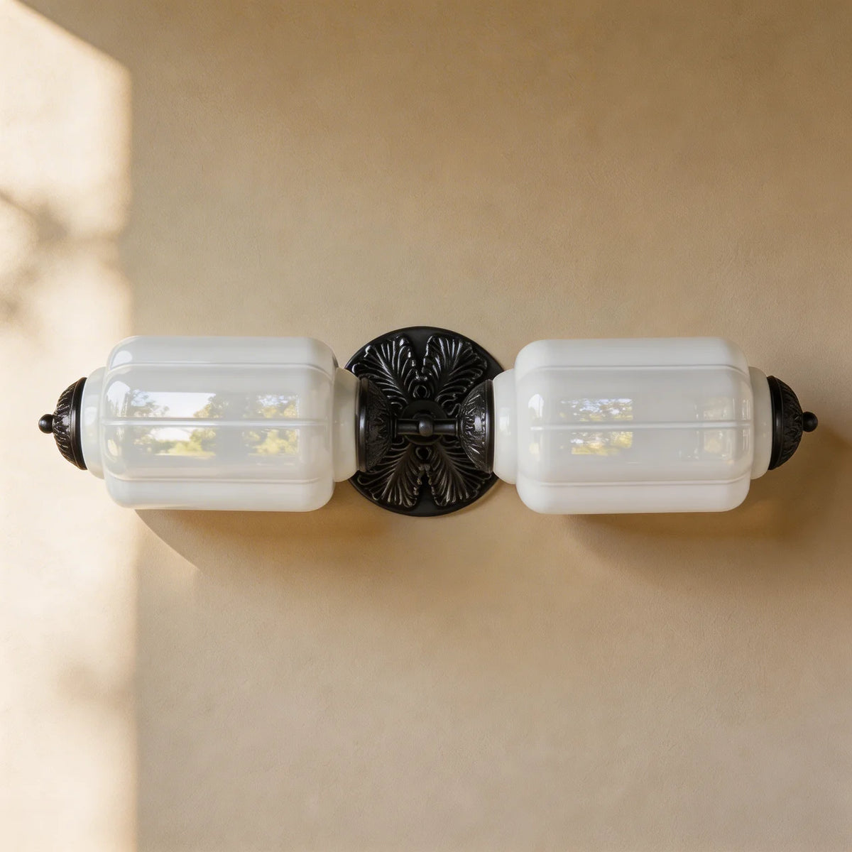 Vintage Art Deco Milk Glass Vanity Wall Light