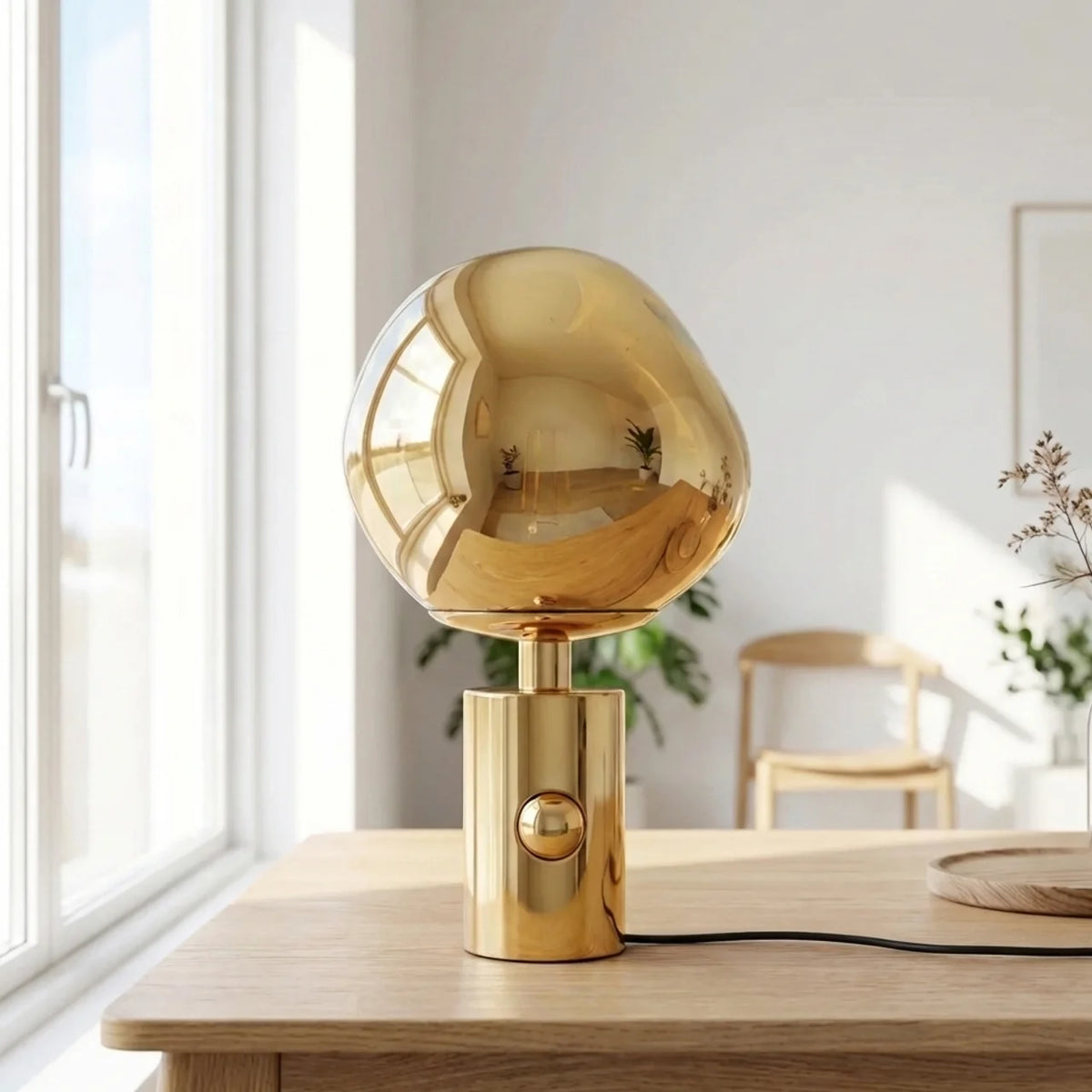 Irregular Metallic Globe Table Lamp