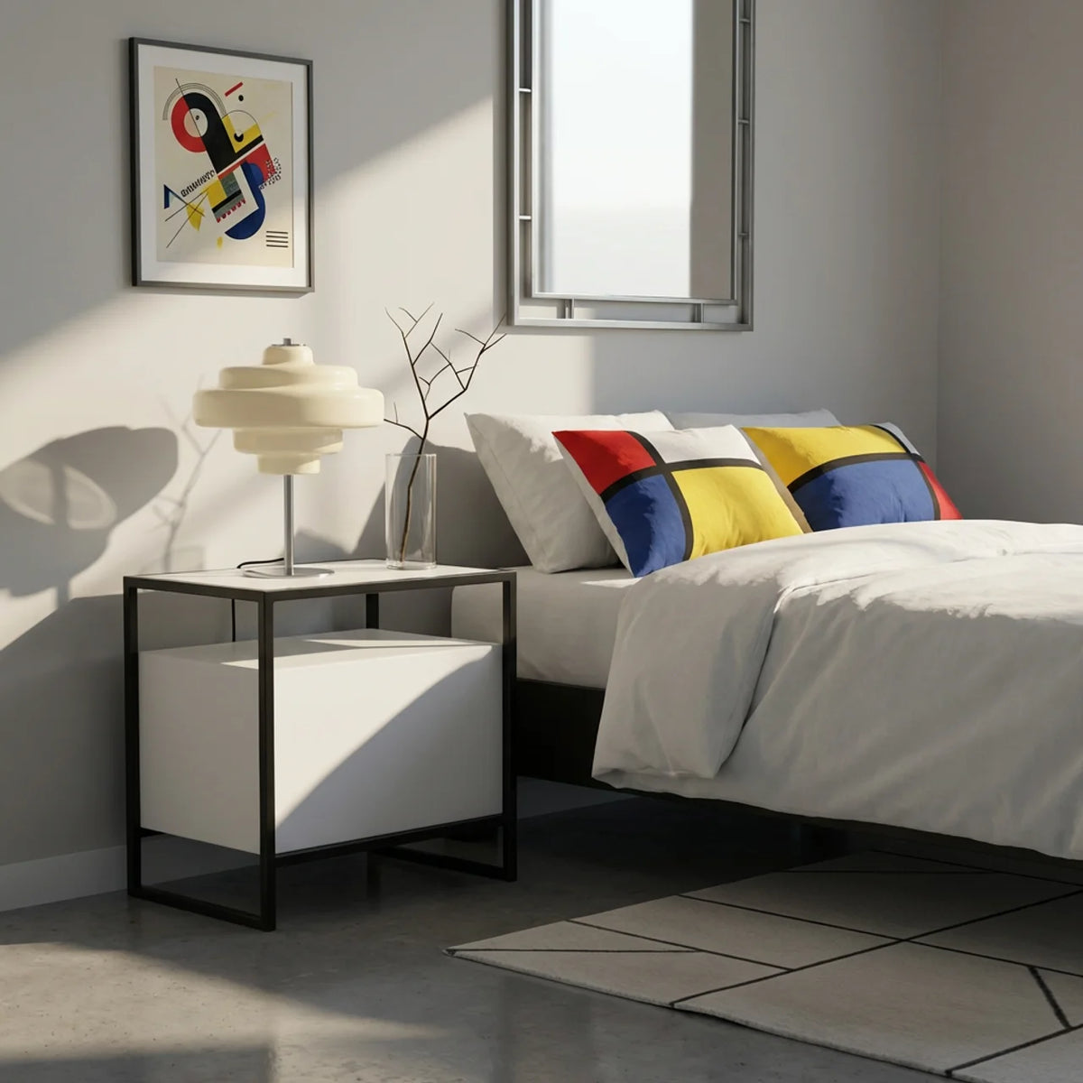 Coloured Glass Table Lamp, Bauhaus Style