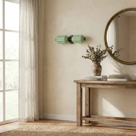 Vintage Art Deco Milk Glass Vanity Wall Light