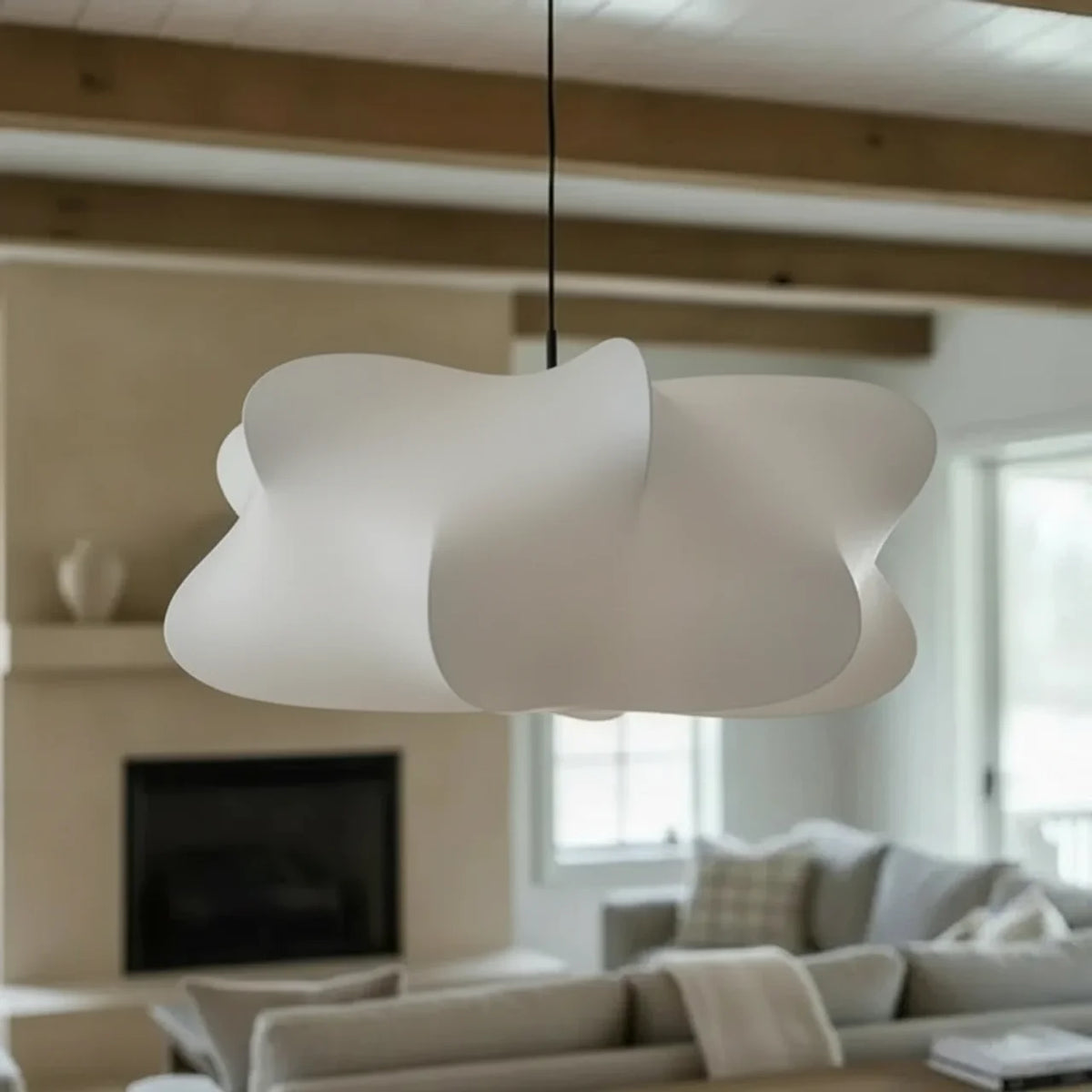 Sculptural Minimalist Silk Pendant Light