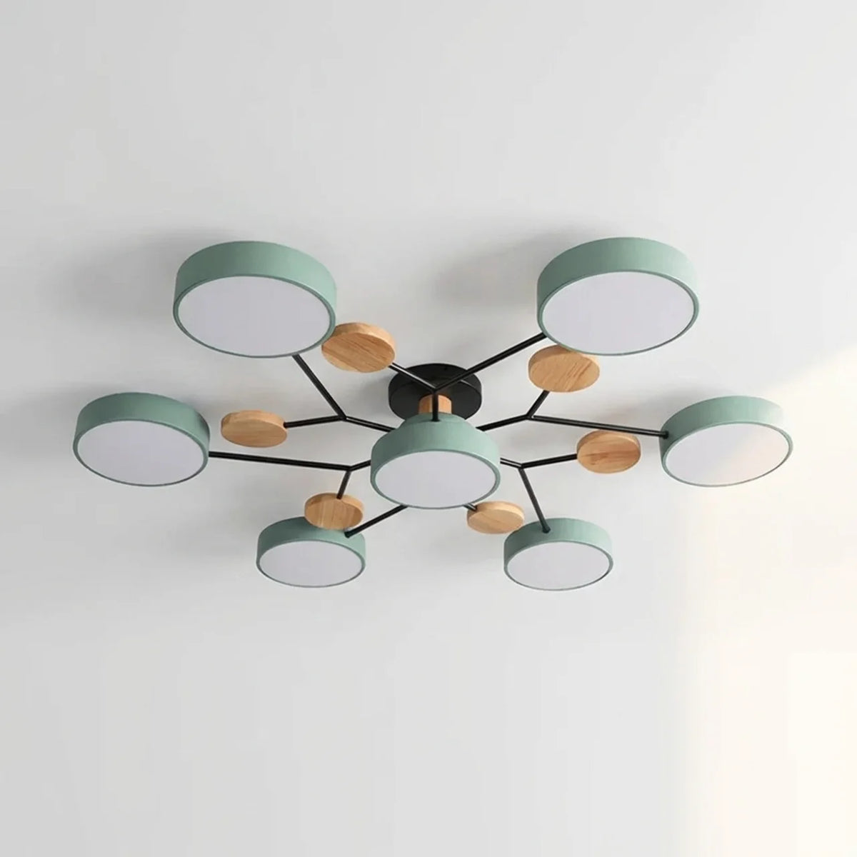 Flush Mount Ceiling Light Branch Design with Wood Accents