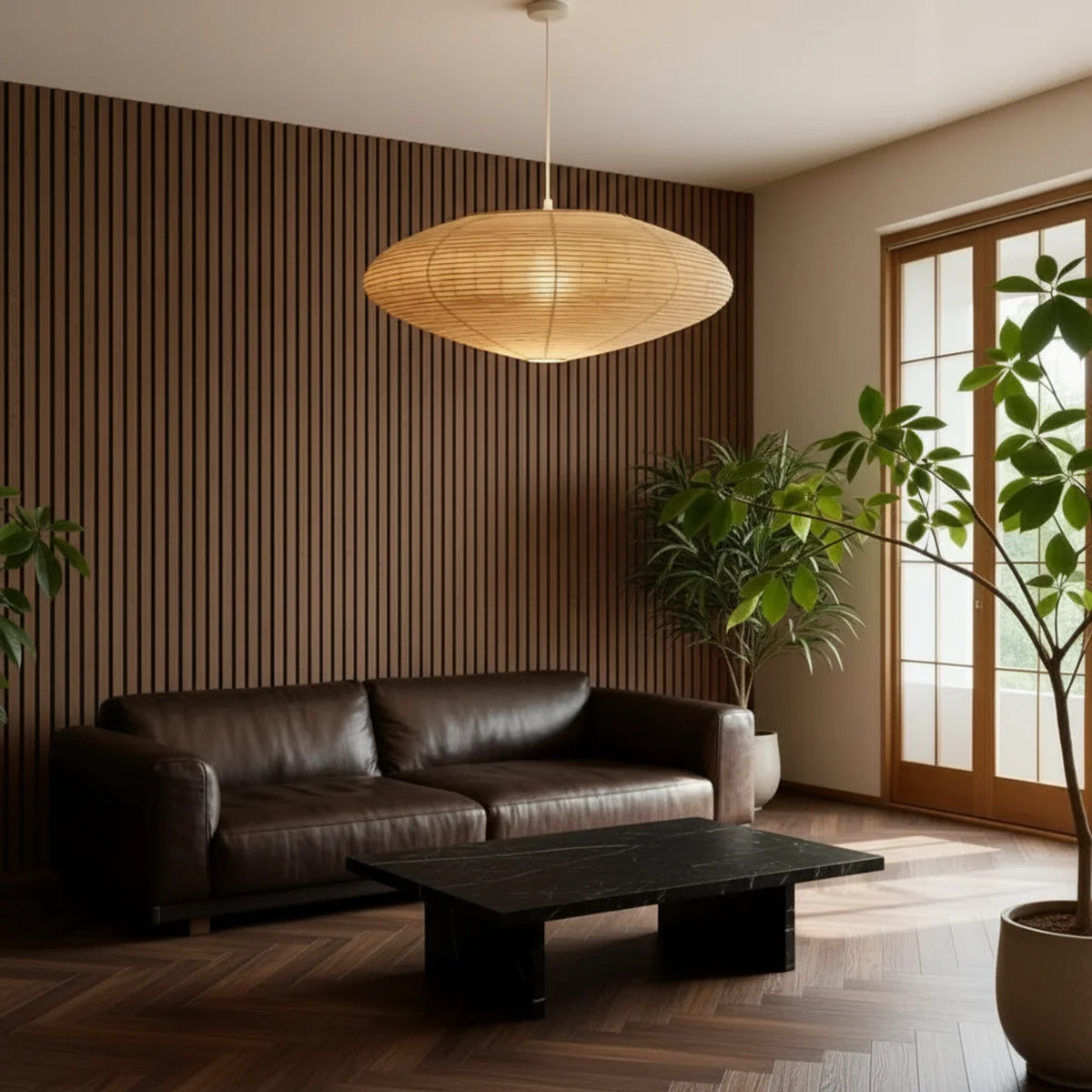 Oval Wabi-Sabi Paper Pendant Light