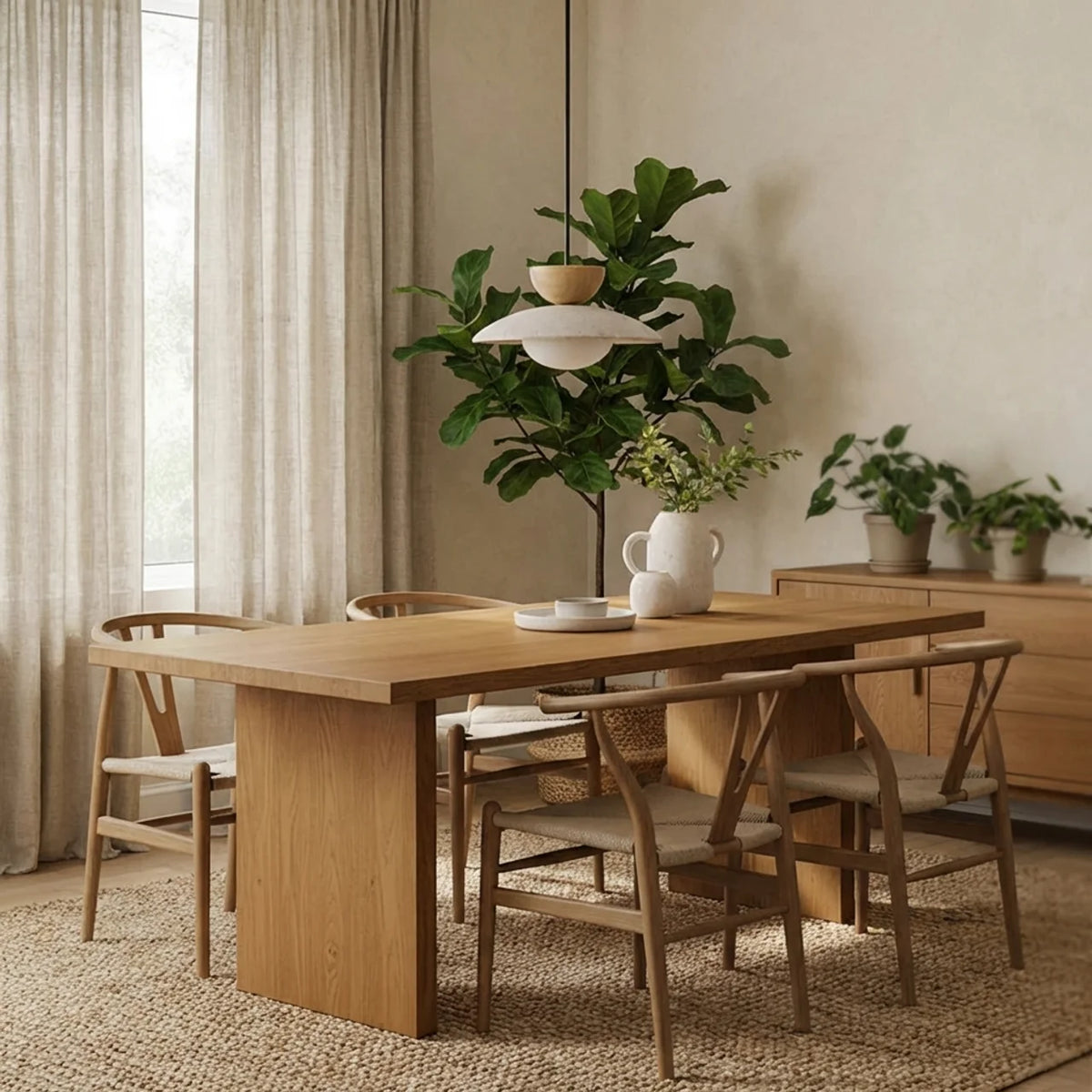 Travertine and Glass Pendant Light with Wood Accent