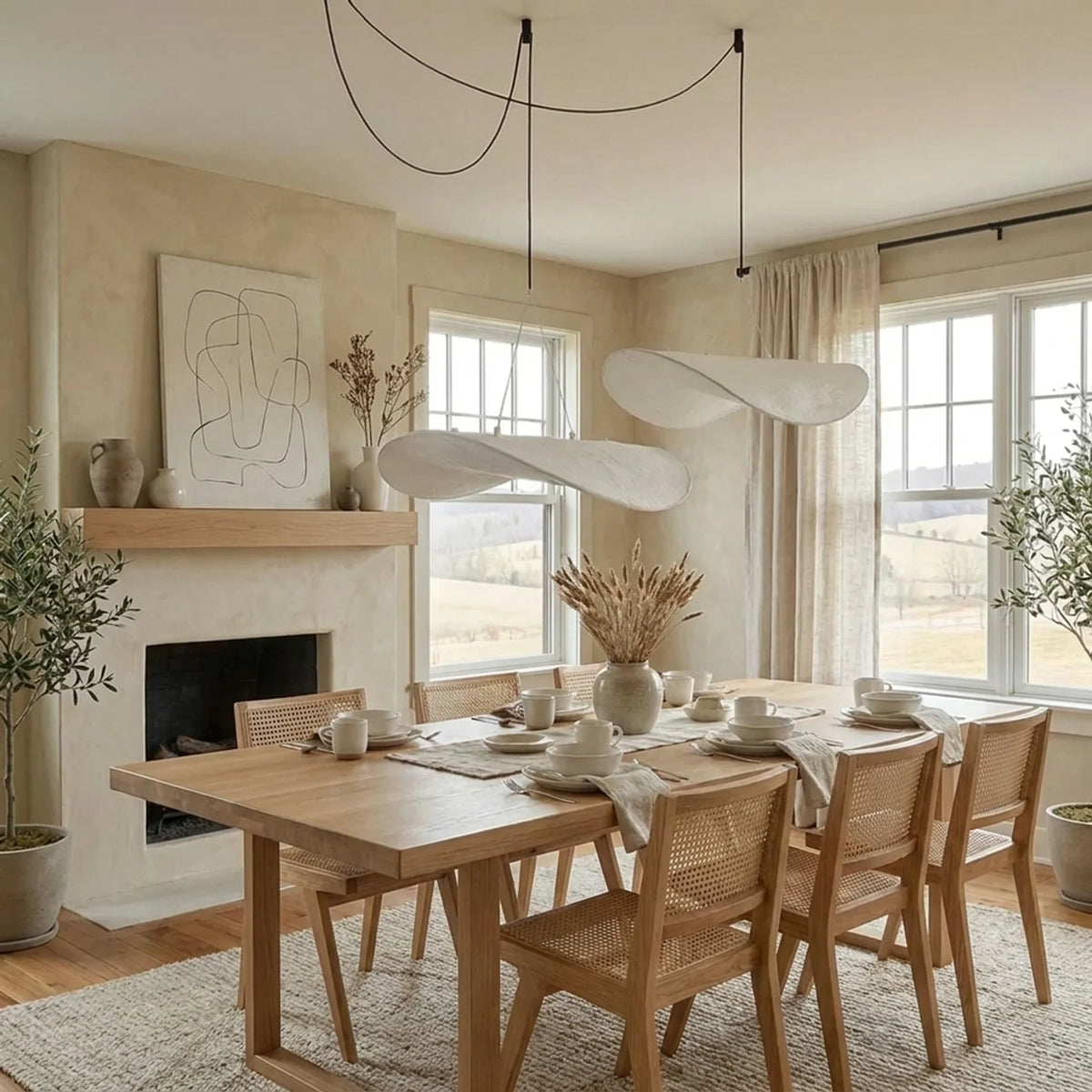 Sculptural Silk Multi-Light Pendant Cluster