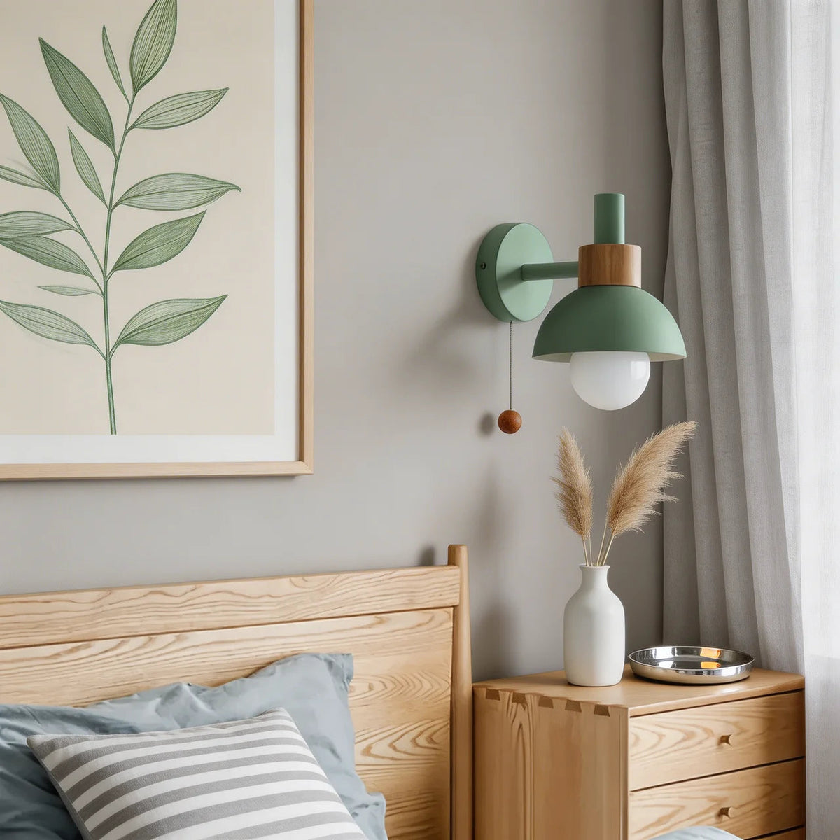 Globe Wall Sconce Light Metal and Wood