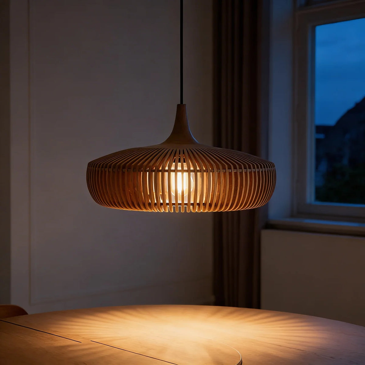 Minimalist Wooden Dome Pendant Light