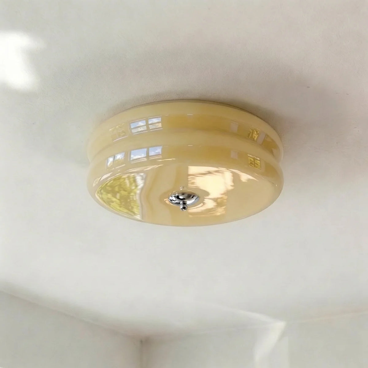 Cream Glass Flush Mount Ceiling Light
