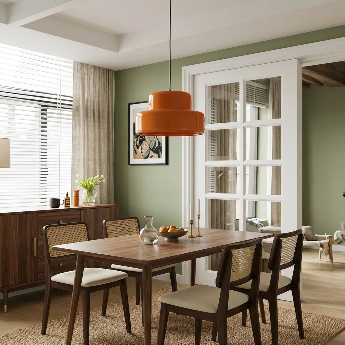 Coloured Glass Pendant Light, Bowl Form, Bauhaus Style