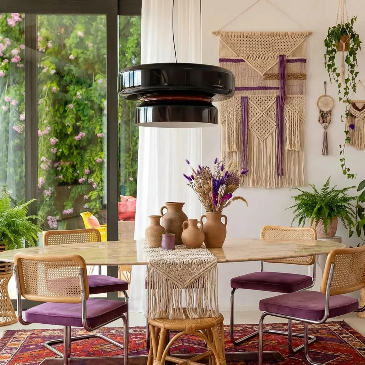 Tiered Coloured Glass Pendant Light, Bauhaus Style