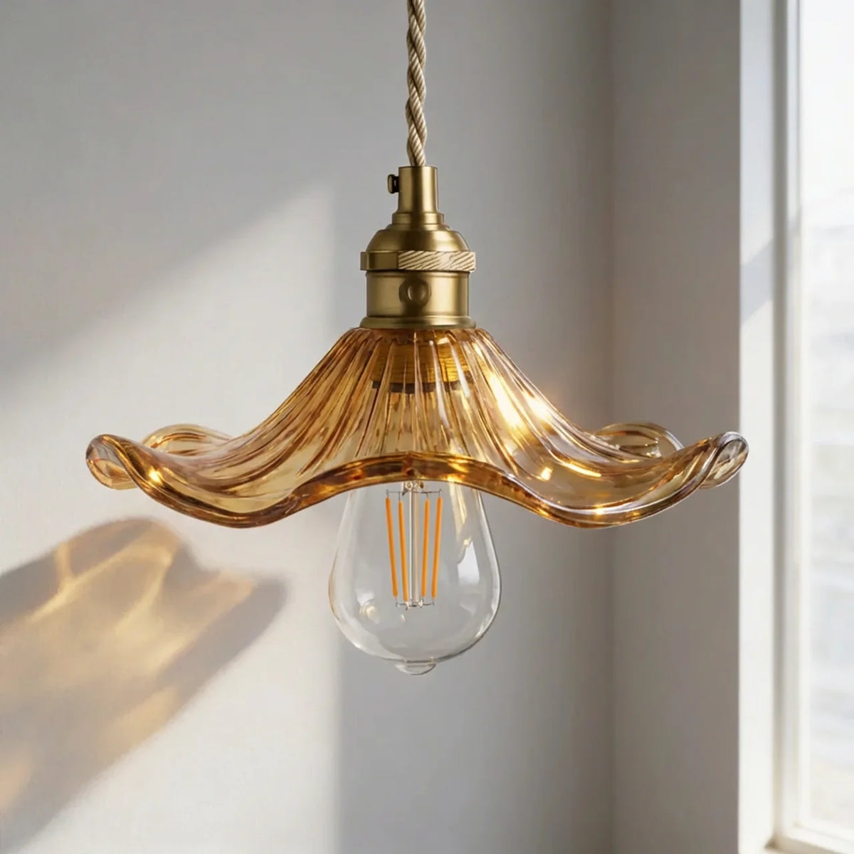 Art Deco Scalloped Glass Ceiling Light