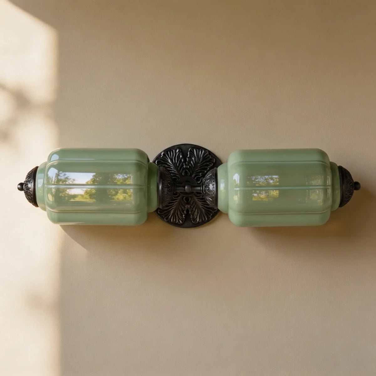 Vintage Art Deco Milk Glass Vanity Wall Light