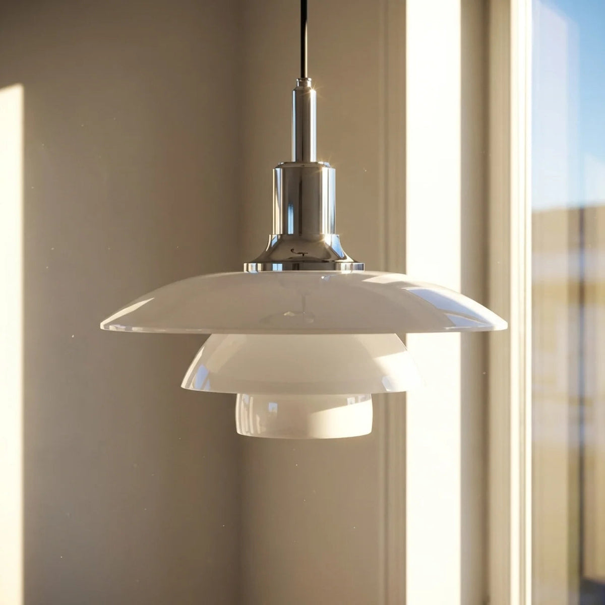 Compact Danish Layered Glass Pendant Light